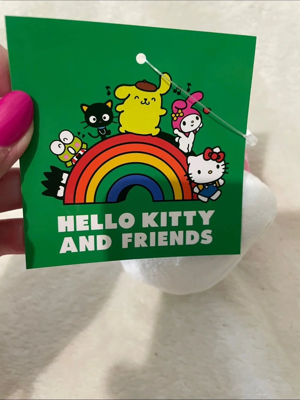 Hello Kitty White Plush Key Ring with Pink Details
